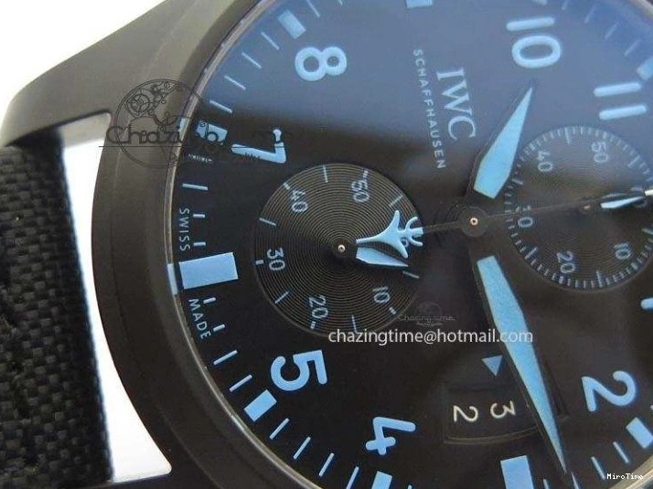 MIROTIME 0521 Pilot Chrono IW388003 Real Ceramic V6F 1:1 Best Edition On Black Nylon Strap A StreetReady 7284